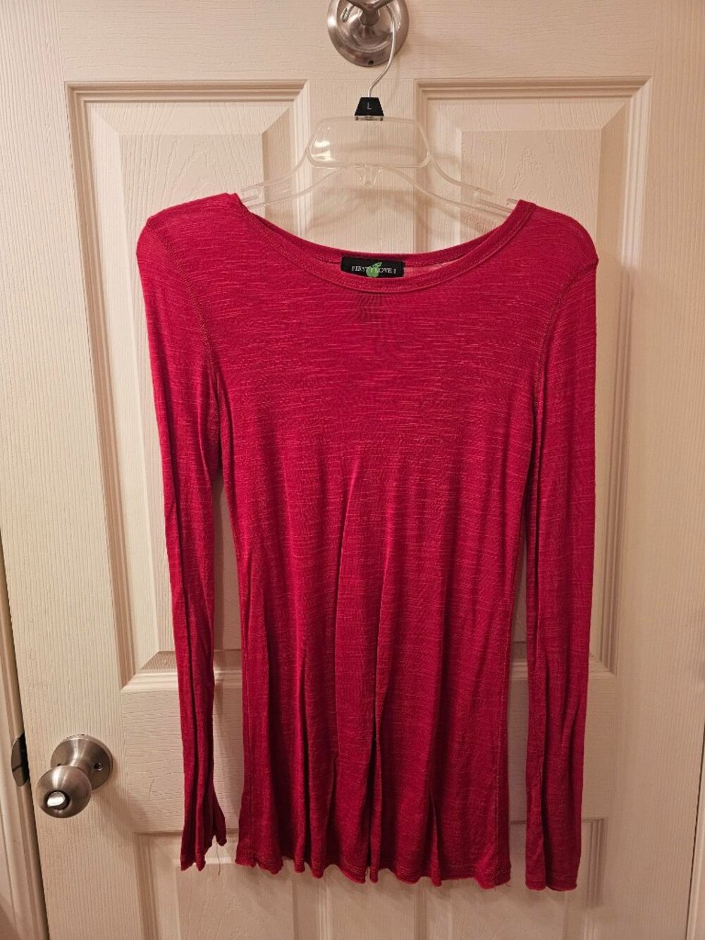 NWOT First Love Medium Red Long Sleeved Sheer Blouse